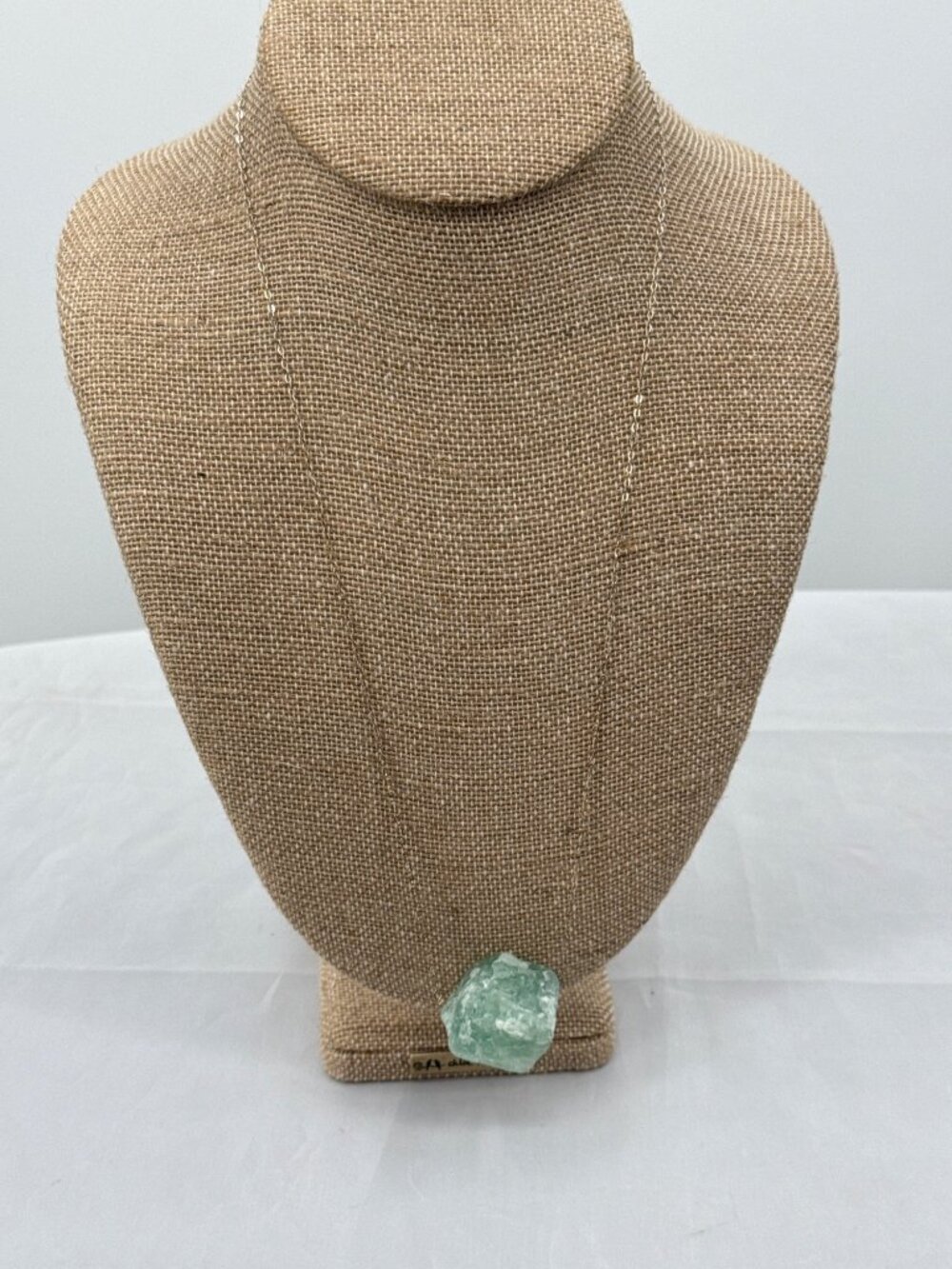 VTG Raw Green Fluorite Crystal Pendant Necklace Natural Rough Gemstone Boho